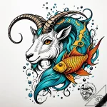 Tattoo design a capricorn goat-fish, half cov… – style Jaeger Simple – tattoo sketch (16.12.2025 13:56)