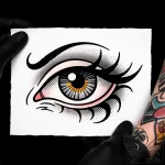 Tattoo sketch, spirit’s eyes glowing with fre… – style Flux Inscriptions – tattoo sketch (16.12.2025 16:18)