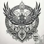 Phoenix rune carved in stone, ink illustratio… – style Jaeger Simple – tattoo sketch (16.12.2025 16:36)