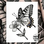 Tat tattoo sketch, colorful butterfly resting… – style Flux Inscriptions – tattoo sketch (16.12.2025 17:37)
