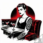 A dimly lit, atmospheric speakeasy bar with v… – style Flux Inscriptions – tattoo sketch (16.12.2025 18:58)