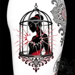 Tattoo sketch, mei’s silhouette breaking free… – style Flux Inscriptions – tattoo sketch (16.12.2025 21:38)