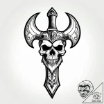 Tattoo sketch a barbarian’s axe with a skull… – style Jagger Old – tattoo sketch (16.12.2025 22:37)