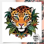 Tattoo sketch, jaguar eyes glowing through ju… – style Flux Inscriptions – tattoo sketch (16.12.2025 22:57)