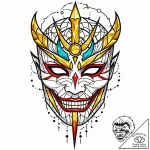 Kintsugi mask with golden cracks, tattoo line… – style Jaeger Mini – tattoo sketch (16.12.2025 23:37)