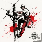 A power line technician working high up on a… – style Flux Inscriptions – tattoo sketch (17.12.2025 04:17)