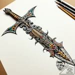 Dagger in ritual dagger ring, ink illustratio… – style Jaeger Simple – tattoo sketch (17.12.2025 04:36)