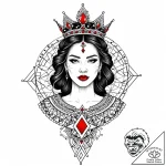 Painting of forgotten queen, artistic tattoo… – style Jaeger Mini – tattoo sketch (17.12.2025 04:56)