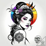 Geisha, tattoo flash sheet design, neo tradit… – style Jagger Old – tattoo sketch (17.12.2025 05:17)