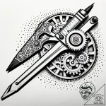 Machinist’s caliper measuring a gear, with pe… – style Jaeger Simple – tattoo sketch (17.12.2025 05:56)