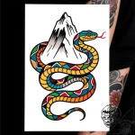 Titanoboa coiled around a mountain, tattoo dr… – style Flux Inscriptions – tattoo sketch (17.12.2025 06:57)