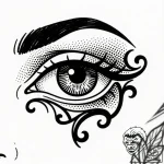 глаз, tattoo sketch design, black outline onl… – style Flux Inscriptions – tattoo sketch (17.12.2025 08:17)