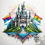 Tat tattoo sketch, towering castle with flags… – style Jaeger Simple – tattoo sketch (17.12.2025 21:56)