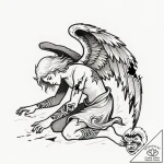 Fallen angel with tattered wings, tattoo sket… – style Flux Inscriptions – tattoo sketch (18.12.2025 00:17)