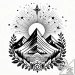 Tattoo sketch, sun rising behind mountain pea… – style Jagger Old – tattoo sketch (18.12.2025 02:37)