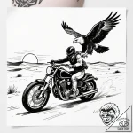 Tat tattoo sketch, biker riding through deser… – style Flux Inscriptions – tattoo sketch (18.12.2025 06:57)