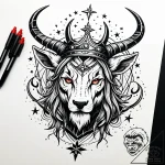 Druid horns crowned in stars, concept art for… – style Jaeger Simple – tattoo sketch (18.12.2025 09:56)