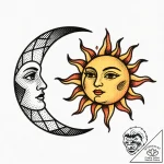 Tattoo sketch a half-moon on one partner, a h… – style Flux Inscriptions – tattoo sketch (18.12.2025 12:17)