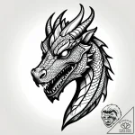 Dragon mask forged from iron, ink illustratio… – style Jagger Old – tattoo sketch (18.12.2025 15:57)