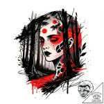 Tattoo sketch, buttons glowing in dark forest… – style Flux Inscriptions – tattoo sketch (18.12.2025 21:37)