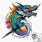 Ashen spear with glowing tip, ink illustratio… – style Jaeger Simple – tattoo sketch (18.12.2025 21:57)