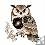 Tat tattoo sketch, cosmic owl with galaxies s… – style Flux Inscriptions – tattoo sketch (18.12.2025 22:57)