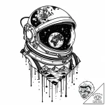 An astronaut’s helmet reflecting the earth.,… – style Jaeger Mini – tattoo sketch (18.12.2025 23:37)