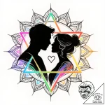 Tat tattoo sketch, romantic silhouette framed… – style Flux Inscriptions – tattoo sketch (19.12.2025 01:39)