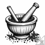 A detailed shot of spices in a mortar and pes… – style Jaeger Mini – tattoo sketch (19.12.2025 03:37)