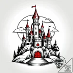 Desolate castle in storm, tattoo flash sheet… – style Jagger Old – tattoo sketch (19.12.2025 03:37)