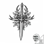 Bone dagger piercing through root, artistic t… – style Jaeger Mini – tattoo sketch (19.12.2025 04:36)