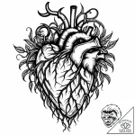 Hollow heart wrapped in roots, tattoo line ar… – style Jaeger Mini – tattoo sketch (19.12.2025 09:56)