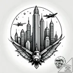 Tattoo design a retro pixelated cityscape wit… – style Jagger Old – tattoo sketch (19.12.2025 10:16)