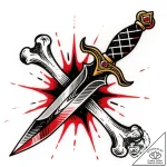 Dagger fused with bone, tattoo line art, deta… – style Flux Inscriptions – tattoo sketch (19.12.2025 15:57)