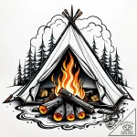 Tattoo sketch a stylized campfire on one, a t… – style Jaeger Simple – tattoo sketch (19.12.2025 16:16)
