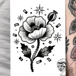 Tat tattoo sketch, poppy throwing confetti wi… – style Flux Inscriptions – tattoo sketch (19.12.2025 17:17)