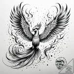Tattoo sketch, phoenix in mid-flight with tra… – style Jaeger Simple – tattoo sketch (19.12.2025 17:37)