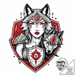 Tattoo sketch, astrid with wolf and shield, w… – style Jaeger Mini – tattoo sketch (20.12.2025 00:37)