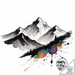 Tattoo sketch, slender mountain range with th… – style Flux Inscriptions – tattoo sketch (20.12.2025 02:37)