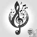 Tattoo sketch, musical notes flowing in elega… – style Jagger Old – tattoo sketch (20.12.2025 03:36)