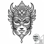 Tattoo sketch, el dorado golden mask close-up… – style Jaeger Mini – tattoo sketch (20.12.2025 07:16)