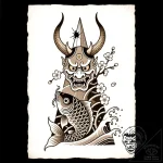 Horned relic through shattered spire, tattoo… – style Flux Inscriptions – tattoo sketch (20.12.2025 07:57)