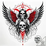 Tattoo sketch, skull with majestic angel wing… – style Jaeger Simple – tattoo sketch (20.12.2025 08:16)