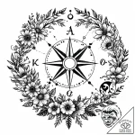 Tattoo design a wreath of flowers and plants… – style Jaeger Mini – tattoo sketch (20.12.2025 09:56)