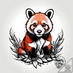 Tattoo sketch, red panda paw prints burning i… – style Jagger Old – tattoo sketch (20.12.2025 14:16)