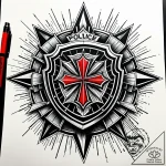 Tat tattoo sketch, police shield with starbur… – style Jaeger Simple – tattoo sketch (20.12.2025 14:37)