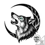 Tattoo sketch, lone wolf howling under cresce… – style Flux Inscriptions – tattoo sketch (20.12.2025 16:57)