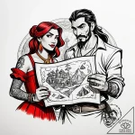 Tattoo sketch, road to el dorado miguel and t… – style Jaeger Simple – tattoo sketch (20.12.2025 19:36)