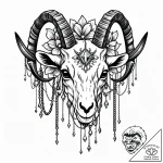 Goat skull adorned with jewels and hanging ch… – style Jaeger Mini – tattoo sketch (20.12.2025 19:57)