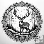 Tattoo sketch, celtic forest with deer and ar… – style Jaeger Simple – tattoo sketch (20.12.2025 20:56)